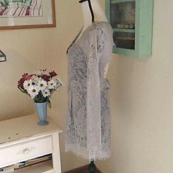 PPLA Clothing Gray Lace Romper - Picture 6 of 14